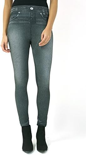 Thermal Denim Look Leggings, Super Skinny Fit (Large / X-Large, Black)