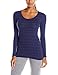 32Degrees Women's Heat Crew Neck Thermal Top with Print, Fair Isle Blue, Medium