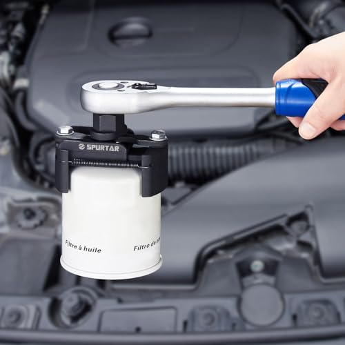 Spurtar Oil Filter Wrench 60-80 mm Oil Filter Key Universal Car Spring Loaded Adjustable Oil Filter Tool for Oil Change on Car Motorcycle Truck Boat