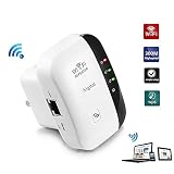 WiFi Range Extender 300Mbps Internet Booster, Wireless Repeater Broadband Hotspot with Easy Setup, LAN Port, WPS, Portable Access Point/Repeater Mode for Smart Home& Alexa Devices (Built-in Antennas)