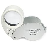 Szxhf Illuminated Jewelers Eye Loupe 40x-25mm with Led Lighting by champper40X 25mm All Metal Magnifier Jeweler LED UV Lens Jewelery Loupe Magnifier (LED /Jewelry Identifying Type)