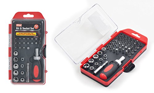 image for KING 50-pc Compact Screwdriver Bits and Socket Set w/ Stubby Ratchet H