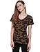 ASMAX HaoDuoYi Womens Camo Camouflage Jersey Longer V Neck Top Tee T Shirt(Small,Camo)