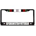 Metal License Plate Frame Solid Insert Afghanistan Veteran Military Car Auto Tag Holder Black 2 Holes One Frame