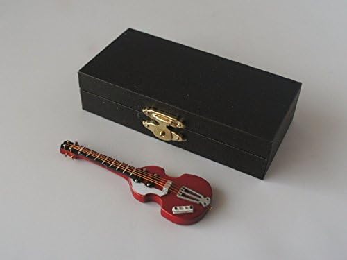 Hoffner Red Bass Guitar Miniature Scale Musical Instrument In Black Vinyl Case With Metal Clasp