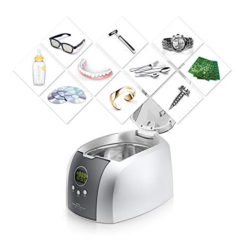Professional Ultrasonic Cleaner, 46KHz Sonic Cleaning Stainless Steel 750ML Automatic Timer Cleaner for Eyeglasses Rings Coins for Home