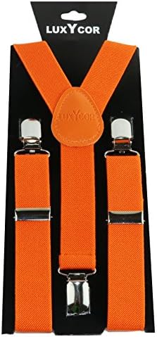 LUXYCOR Adjustable Kid's Suspenders in Solid Colors (6-12 Years Old) (Orange)