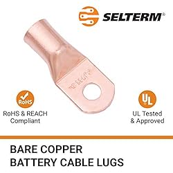 SELTERM 5pcs 4/0 AWG 3/8" Stud Copper Wire