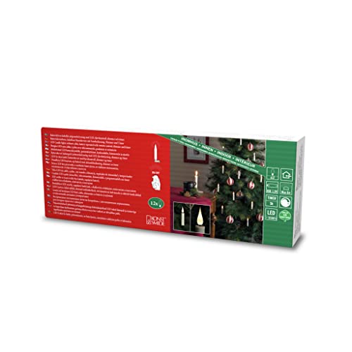 Konstsmide LED Baumbeleuchtung, 12 kabellose Baumkerzen mit Clip, inkl.Fernbedienung, Funktionen: Blinken, 5h Timer, batteriebetrieben, Innen, 0,6W, Batterie: 12 x AAA 1,5V (exkl.) + 2 AAA - 1911-210