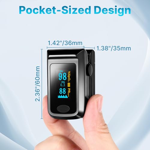 Keanor Pulse Oximeter Fingertip Oxygen Monitor for SpO2 & Pulse Rate | Health Canada Licensed, Fingertip pulse oximeter for SpO2 blood oxygen & pulse rate with OLED graph, Batteries included