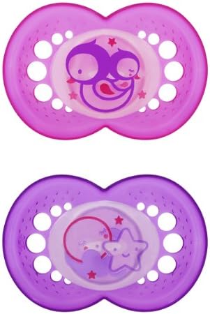 MAM Glow in the Dark Night Time Pacifier BPA Free, 6 Months, Green, Assorted Colors