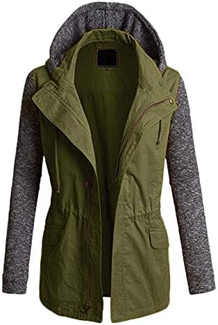 URIBAKE️ Women's Hooded Jacket Autumn Winter Casual Zip Coat Drawstring Belt Pocket