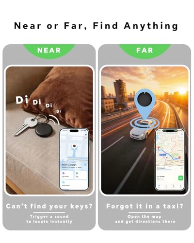 Smart Air Tracker Tags 4 Pack, Smart Wireless Tracker Compatible with Apple Find My (iOS Only), IP67 Waterproof Item Finder with Replaceable Battery for Keys, Luggage, Bags, Suitcases
