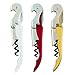 Wine Opener Wine Key - Set Of Three Double Hinged Cork Screw by HQY- Wine Keys In Assorted Trendy Colors - Foil Knife And Reinforced Steel Screw - Wine Bottle & Beer Bottle Opener In One!