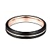 TUSEN JEWELRY 4mm Black Tungsten Ring Rose Gold Plated Groove Brushed Flat Edge Wedding Band for Woman