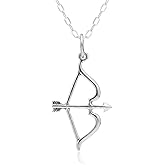 EnCharmed Sterling Silver Bow and Arrow Charm Necklace, Hunter Sagittarius Archer Pendant Jewelry, 18"