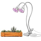 16W LED Grow Lights Bulbs for Indoor Plants,Dual-lamp-Switch Growing Light with 360 Degree Flexible Gooseneck for Office Home Garden House Plant