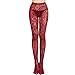 KaYaka 3 - Color Retro Totem Sexy Fishnet lace Stockings Tights for Women Plus Sizes (Wine red)