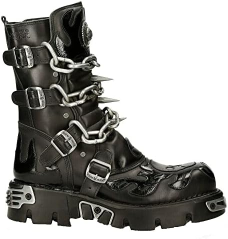 Amazon.com | New Rock Boots TANK373-S1 Black Leather Men's Combat