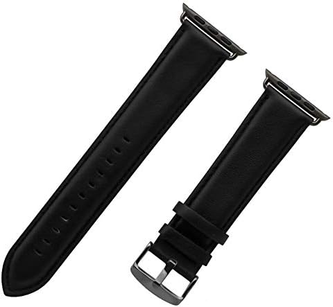 Extra Long Genuine Leather Replacement Straps Replacement for Apple Watch 88x140mm Brown Band Black Adapter…