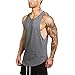 FLYFIREFLY Men's Gym Tank Tops Bodybuilding Fitness Vest Top Dark Grey