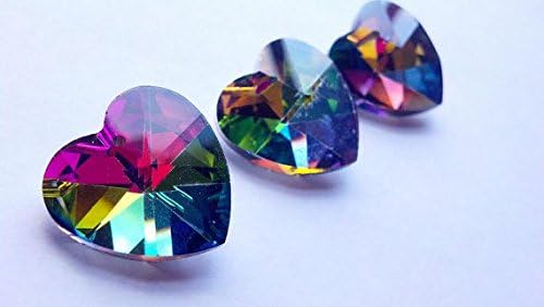 5 Chandelier Crystal 28mm Hearts Vitrail Rainbow