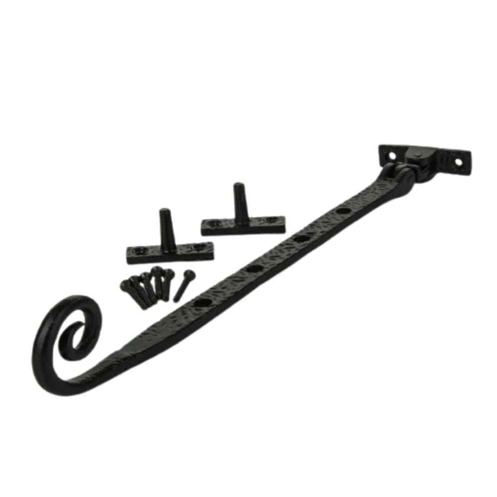 Black Monkey Tail Windows Stay 10 Inch Curly Tail Casement Stay Vintage Monkey Tail Window Catch Gothic Window Adjuster Ornate Black Window Stay/Arm Stay Pack of 1.