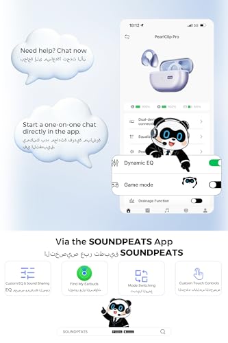 SoundPEATS PearlClip Pro Open-Ear Earbuds with LDAC & Hi-Res Audio, Bluetooth 6.0 Clip On Headphones, IPX5 Waterproof, Wireless Earbuds with 24 H Playtime, APP Control for Running/Cycling/Fitness