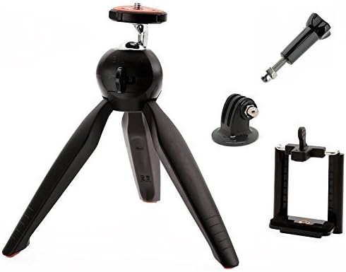 i-smile Portable Sturdy Mini Tripod + Mobile Phone Clamp + Tripod Mount Adapter + Thumb Screw for Tabletop Photography &amp; iPhone Samsung Galaxy Blackberry HTC Sony Xperia Smartphones Compact System Cameras and Gopro Hero Cameras (Black)