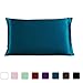 uxcell 100% Charmeuse Pure Silk Pillowcase Pillow Case Cover for Hair & Skin 350TC 19 Momme (1-Piece) Peacock Blue Queen(20x30inch)