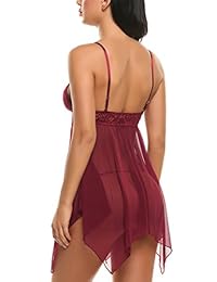 Camisón Avidlove, lencería de encaje, babydoll, cuello en V, satinado, para mujer