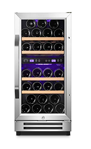 Karcassin-15-inch-Wine-Cooler-Refrigerator-Update-Version-Compressor-Wine-Bottle-Chiller--Dual-Temp-Zones--Stores-upto-28-Bottles