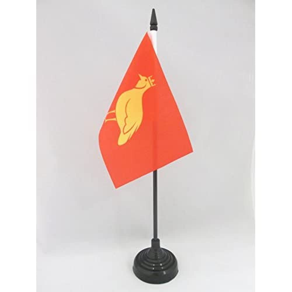 AZ FLAG - French Province of Aunis Table Flag 4'' x 6'' - Province of Aunis Office Mini Banner 100% Polyester 15 x 10 cm - Mini Desk Flag with 10'' Pole and Black Plastic Base