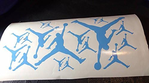 19 Assorted Pastel Blue Air Jordan - Jumpman Logo Vinyl Label Stickers Decals for Birthday Party Baby Shower iPhone & More