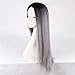 Superwigy® Long Straight Hair Two Tone Black and Grey Ombre Wig Heat Resistant Fiber Synthetic Wigs
