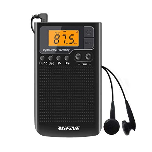 AM FM Radio - Portable Radio with Alarm Clock and Sleep Timer, Digital Tuning Stereo Radio with 3.5mm Headphone Jack for Walking Jogging Gym Camping (Black) - Thumbnail 7