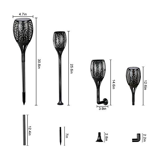 FUDESY 4-Pack Solar Torch Lights,Flickering Flames Lamp LED Outdoor Spotlights Landscape Decoration Lighting Dancing Flame Auto On/Off Dusk to Dawn Security Torches Light for Pathway Garden,FDS96PCS4