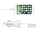 iPhone Car Charger, BitTrendx 3.4A Adaptive Smart Apple Lightning Car Charger with Tangle-Free Coiled Cable for iPhone 7 7 Plus 6S 6S Plus SE 6 6 Plus 5 5S 5c iPad Plus Extra USB Port (White)