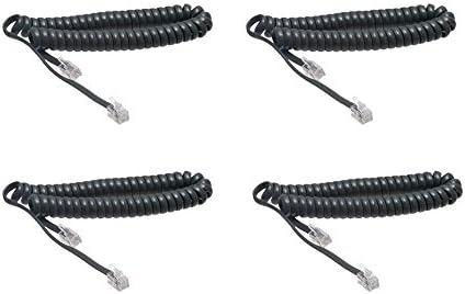 GLIAN Telephone Handset Cord, 4 Pack Black Coiled Phone Cord Cable 1.6 to 10 Feet Uncoiled Landline Extension Modular Wire RJ11 4P4C Telephone Accessory