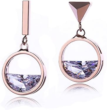 CARSINEL 925 Silver Needle CZ Earrings Geometric Asymmetric Earrings for Women Girls 1-4 Pairs