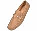 Amali Mens Casual Driving Moccasin Loafer in Beige Microfiber With Gold Chain Ornament: Style Ecker Beige-008