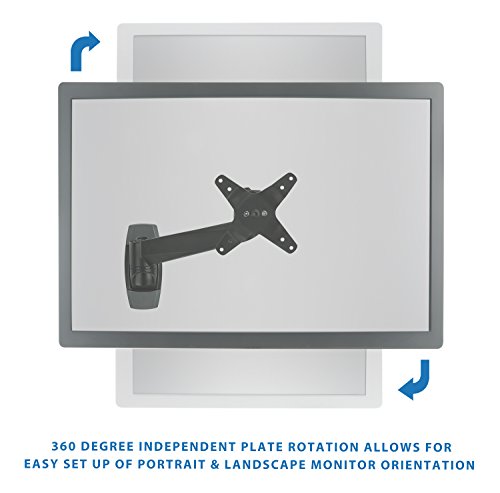 Mount-It! MI-32114 Articulating Rotating and Tilting Single Arm Wall Mount with Quick Release Action for Vesa Compliant 75x75 mm and 100x100 mm Computer Monitors, LCDs, LEDs, and Flat Panel TV Displays Below 30 Inches, Black - Thumbnail 7