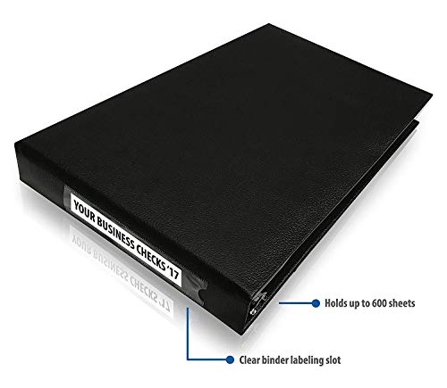 Premium 7 Ring Business Check Binder for 3 on a Page Checks - Large Storage Pouch, Calendar, and Pen Included, | 600 Check / 200 (9" x 13") Sheet Capacity, Black - Thumbnail 6