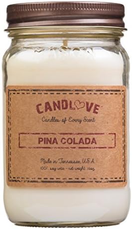 CANDLOVE Pina Colada Scented Candle Mason Jar - 100% Soy - Made In The USA
