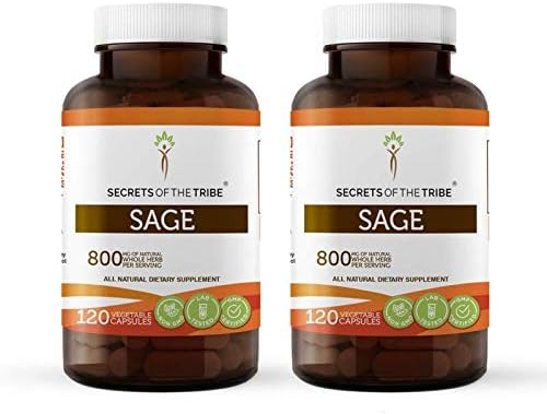 Secrets of the Tribe Sage 120 Capsules(2 pcs.), 1000 mg, Sage (Salvia officinalis) Dried Leaf (2x120 Capsules)