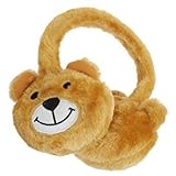 N'Ice Caps Kids Cute Bear Face Adjustable Padded Winter Earmuffs (One Size, Bear Face)