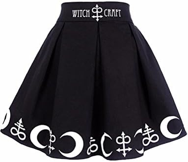 Women Gothic Witchcraft Moon Magic Spell Symbols Pleated Mini Skirt