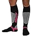 Pure Athlete Elite Wool Race Ski Socks - Warm Comfortable Ski Socks, Snowboard Socks - Merino Wool Ski Socks (Black/Neon Pink, S/M)
