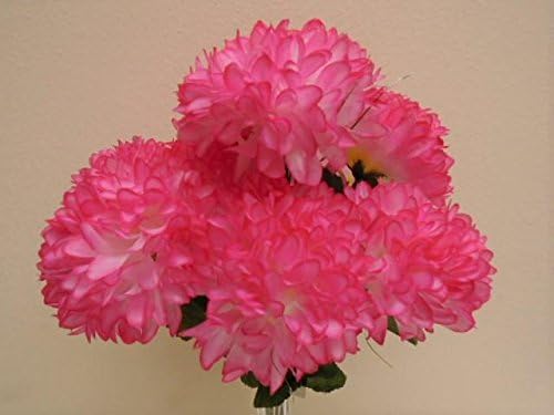 Chrysanthemum Mum Ball Bush 10 Artificial Silk Flowers 19" Bouquet 2302 Beauty