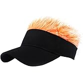 Men's Visor Cap with Fake Hairs Visor Hat with Hair Spiked Wigs Sun Hats Wig Baseball Caps Golf Cap